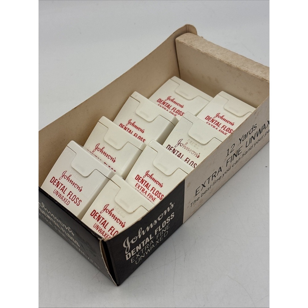 VTG 80's Johnson & Johnson Dental Floss Extra Fine Unwaxed Dentist Issued NOS